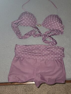 Polka Dot Lavender Two-Piece Bikini Set - Women